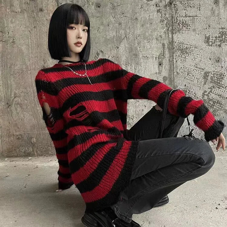 Gothic Striped Knit Sweater